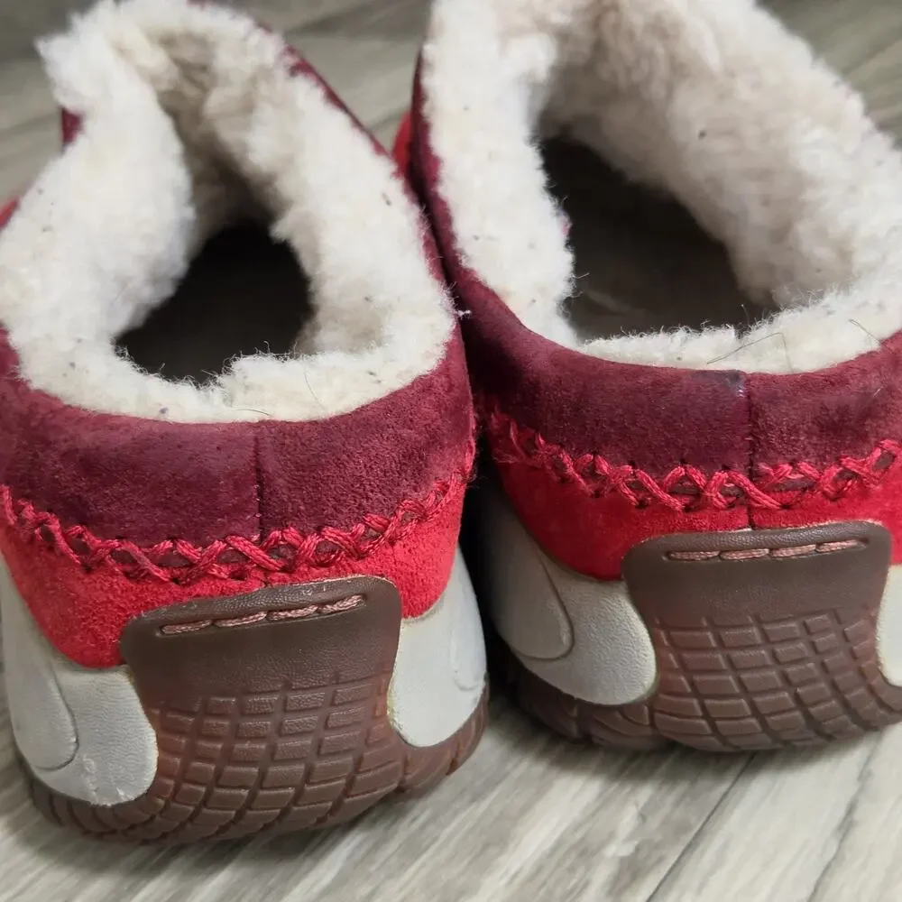 Merrell Encore Chill Stitch Scarlet Red Suede Clogs Mules Womens Size 10 EUR 41
